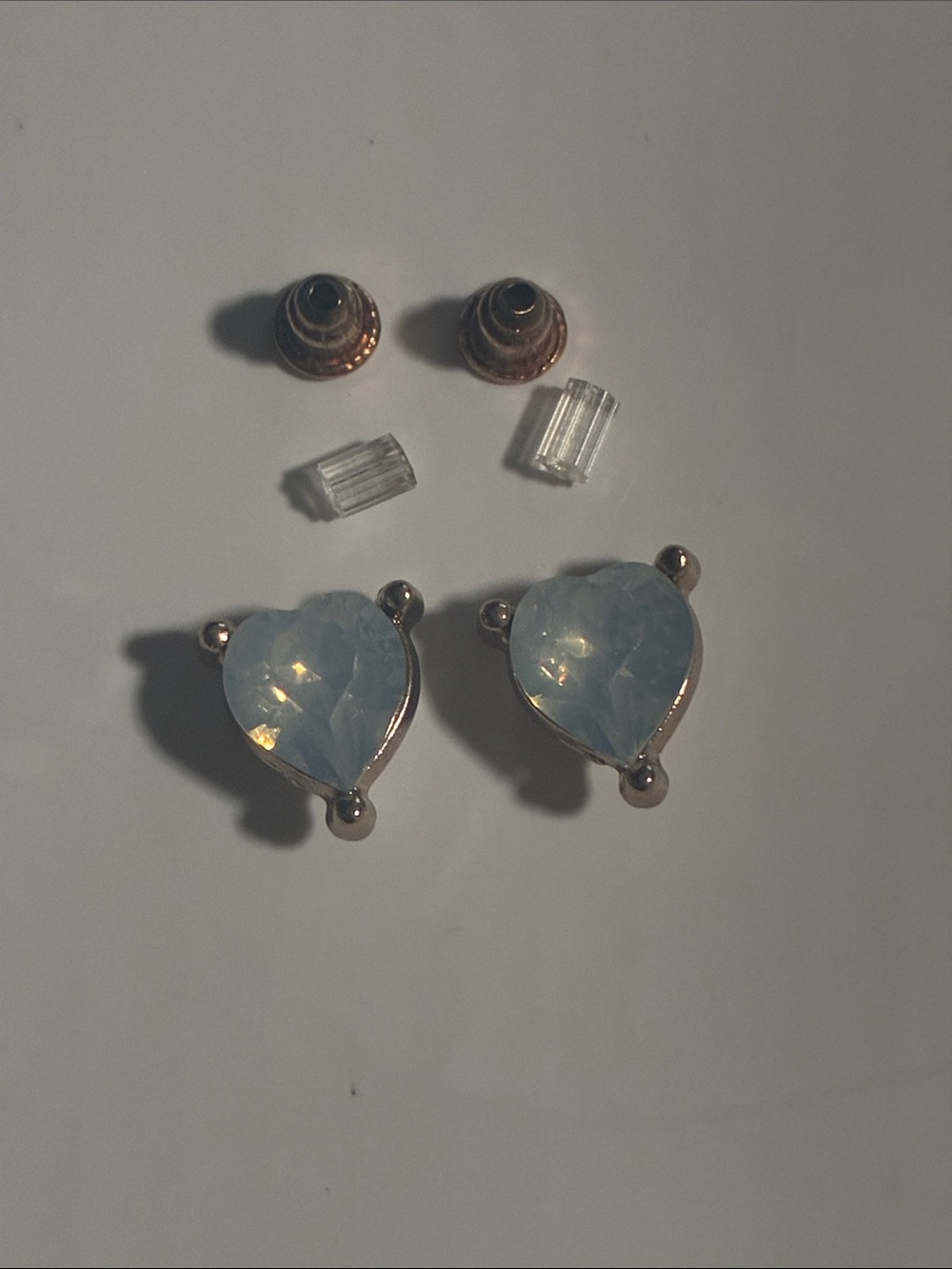 Heart-Shaped Light Blue Opalescent Stud Earrings - Women Jewelry